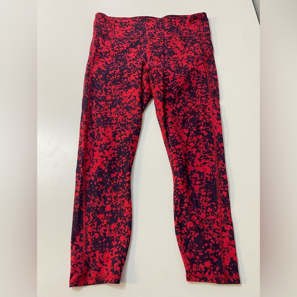 Fabletics High Rise Red And Navy Print Legging - image 1